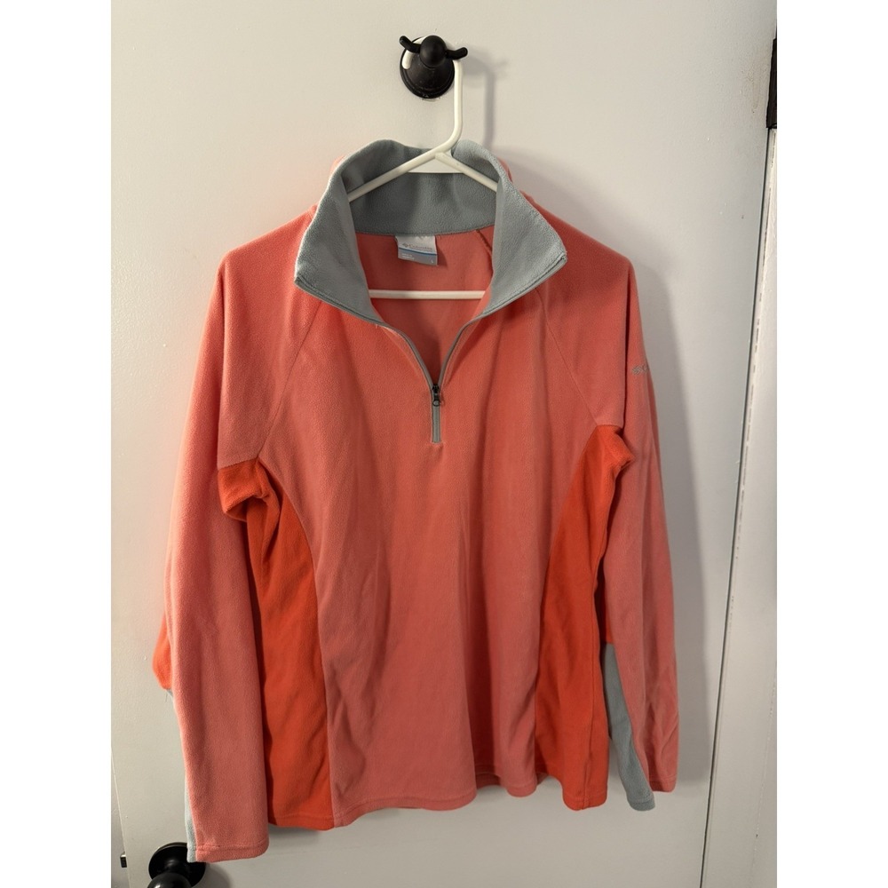 Columbia Fleece Womens Large Coral Gray Thinner Lightweight Quarter Zip